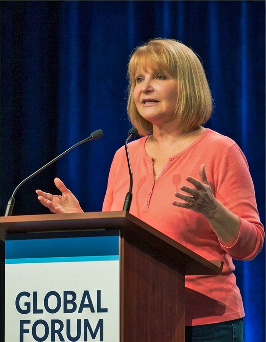 Claudine Savelberg speaking at an astrology event