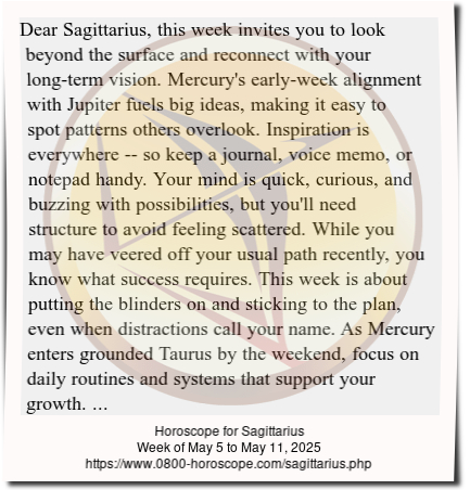 Weekly Horoscope for Sagittarius (April 8, 2024 - April 14, 2024)